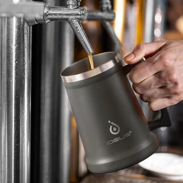 Термокружка для пива Ideus® з нержавіючої сталі, 710 мл, 24oz, сіра - ідеальна для Октоберфесту