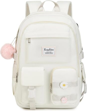 Шкільний рюкзак YAMTION для підлітків, 15.6 дюймів, для ноутбука, середньої школи, коледжу, стильний (Бежевий)