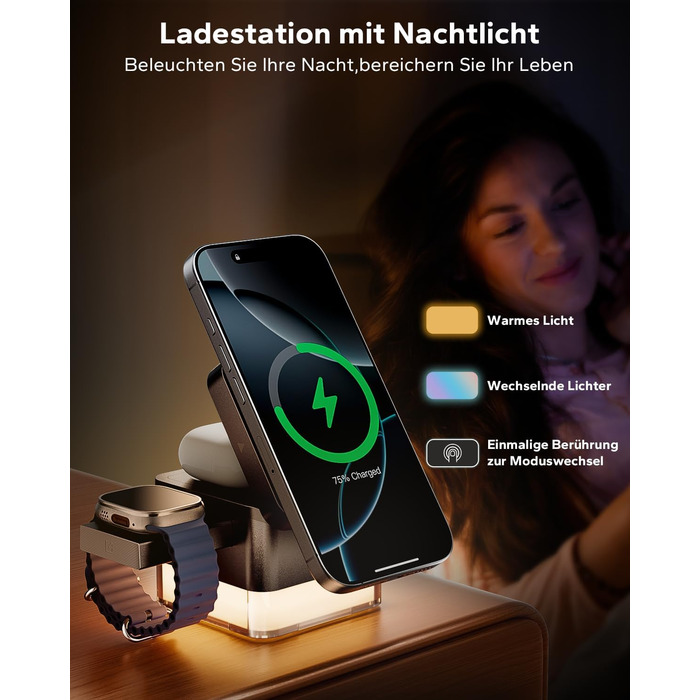 Зарядна станція 3-в-1 KPON для Apple Watch, iPhone та AirPods (Magsafe, сірий)