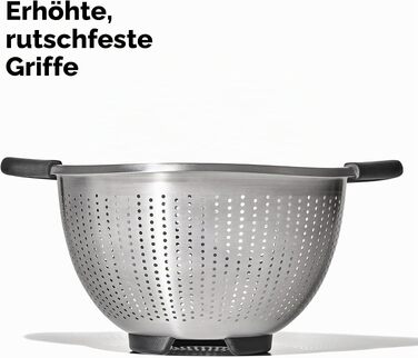Сіточне дрібне сито OXO Good Grips, 20.3 см, з нержавіючої сталі та антиковзаючою ручкою для промивання та проціджування