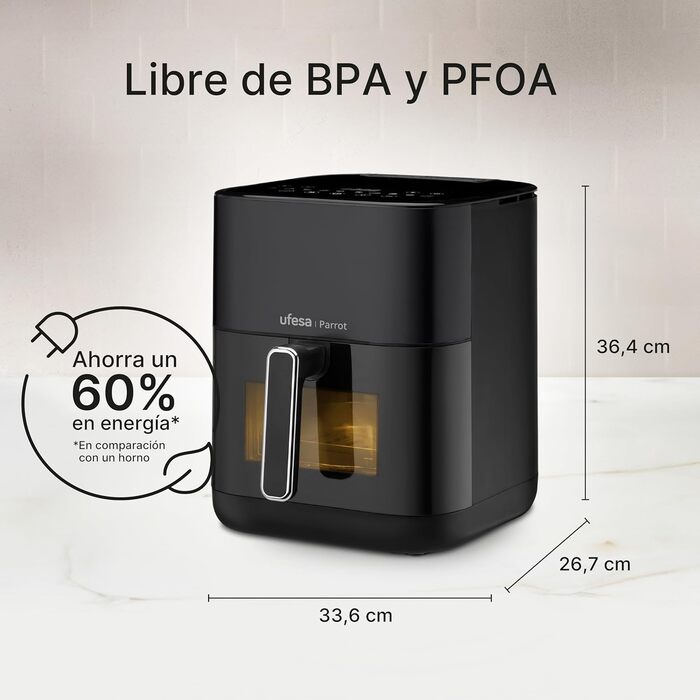 Фритюрниця Ufesa AF5000 Phantom з гарячим повітрям, 5л, Wi-Fi, App, LED-дисплей, 1500W, Amazon Exclusive