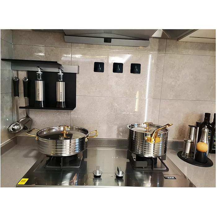 Набір гачків для рушників 6 шт. самоклеючі, з нержавіючої сталі, без свердління, для ванної, туалету, кухні, офісу (чорний)