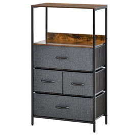 HOMCOM 4-Drawer Linen Chest Storage Cabinet Dresser Chest of Drawers with Handles, Modern Design Storage Dresser Drawer Cabinet for Bedroom, Living Room Black | Aosom