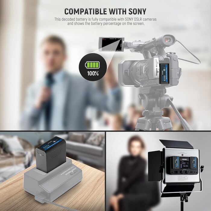 Зарядний пристрій NEEWER Micro USB для акумуляторів Sony NP-F550/F750/F960/F970, NP-FM50/FM70/FM90, QM71D, 91D, NP-F500H/F55H (2 шт. NP-F970)