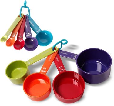 Farberware 9-Piece Color-Coded Plastic Measuring Cups and Spoons Set