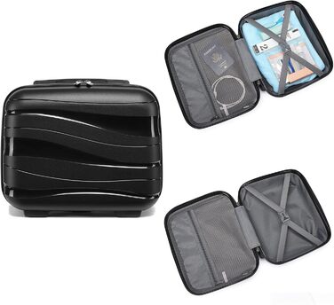 Набір валіз KONO 2 шт: велика валіза-тролі (56 см) + косметичка з поліпропілену, з 4 колесами та TSA-замком (кремовий білий)