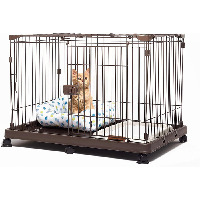 Клітка для собак, котів та кроликів Iris Ohyama, 1.7 м², 8 панелей, WPC-24, чорна, з дверцятами