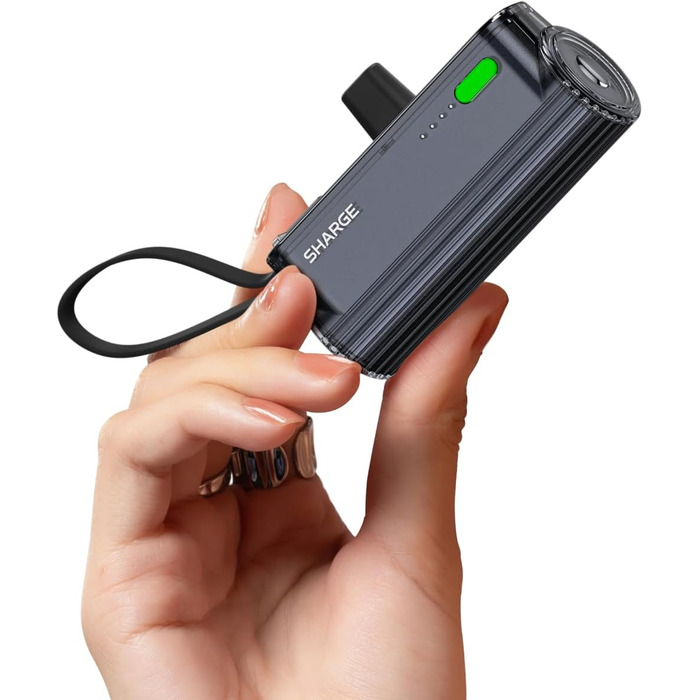 Power Bank SHARGE Flow Mini 2 22.5W: Компактний акумулятор з інтегрованим кабелем для iPhone та Galaxy, USB-C та Lightning