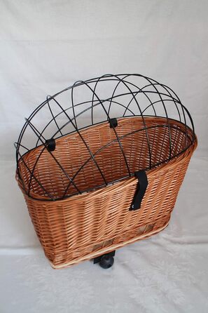 Корзина для велосипеда на багажник з плетеної лози з металевою сіткою та подушкою, XL або XXL. Без подушки - XXL