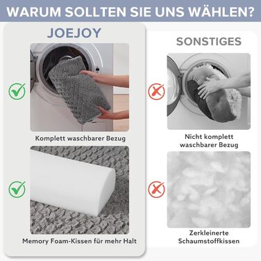 FURTIME Orthopedic Dog Bed for Large Dogs - Ergonomic Dog Cushion - 89x64 cm Dog Sofa Washable Dog Cushion (L - L 89 x W 64 x H 17 cm, Grey)