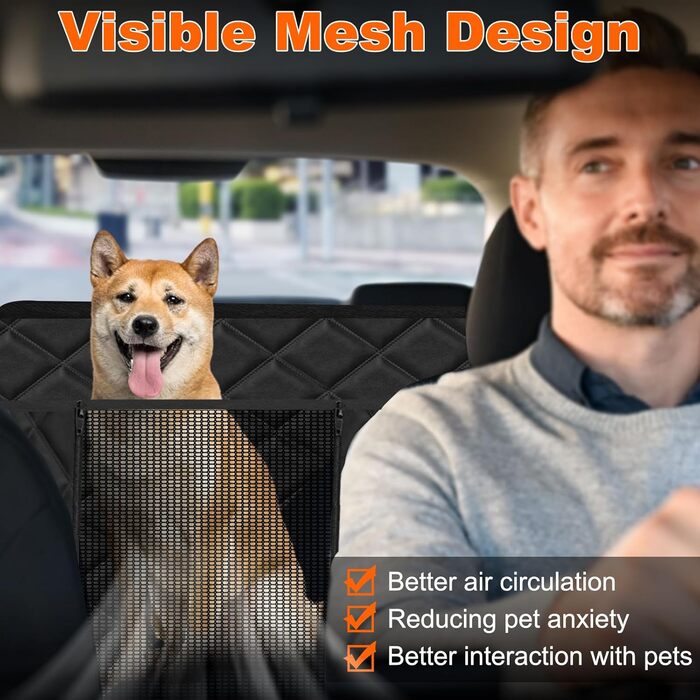 Захисний чохол на заднє сидіння автомобіля для собак, водовідштовхуючий, антиковзаючий, 128x61 см, чорний