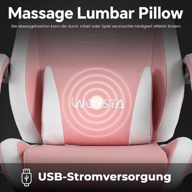 Геймерське крісло Ergonomisch з підставкою для ніг, регульоване, рожево-біле. Офісне крісло з підтримкою попереку для комп'ютера