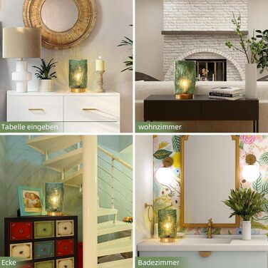 LED настільна лампа MJ PREMIER з акумулятором, торшери з USB зарядкою, диммування, скляна основа, декоративне освітлення, аварійна лампа (зелена)