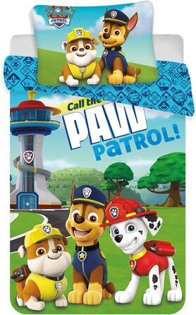 Бетліст для малюків JFabrics Paw Patrol, двосторонній, 100 x 135 см + 40 x 60 см, Маркус, Чейз, Рубен