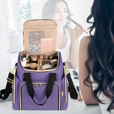 Косметичка для макіяжу Luxja: органайзер для косметики, дорожня косметичка для жінок, чоловіків та дівчат (фіолетова)