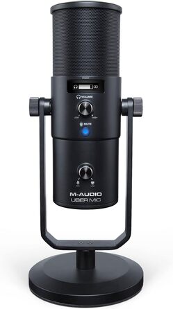 M-Audio Uber Mic - USB конденсаторний мікрофон для геймінгу, стрімінгу, подкастів та студійних записів. 4 характеристики спрямованості, кнопка вимкнення мікрофона, вихід для навушників