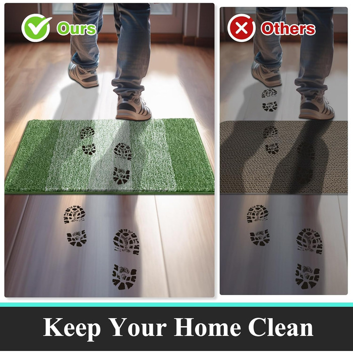 Килимок для дому та ванної кімнати SHACOS, 80 x 120 см, зелений. Антиковзка, швидковисихаюча, для входу та ванної кімнати