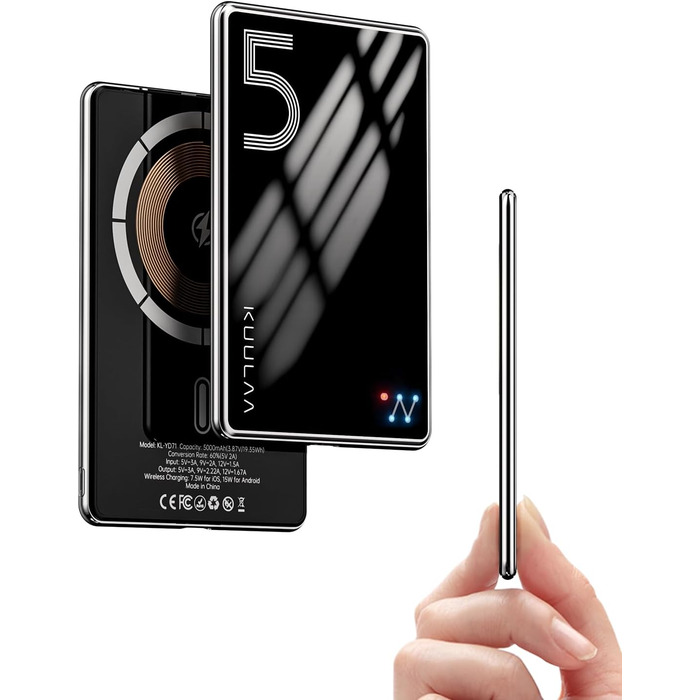 Power Bank Ultra Slim MagSafe 5000mAh PD20W для iPhone: захисний кейс з магнітним кріпленням (Чорний)