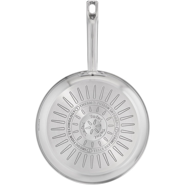 Сковорода Tefal Virtuoso E49106 28 см з антипригарним титановим покриттям та індикатором температури Thermo-Signal | Нержавіюча сталь | Індукція | Гарантія 10 років