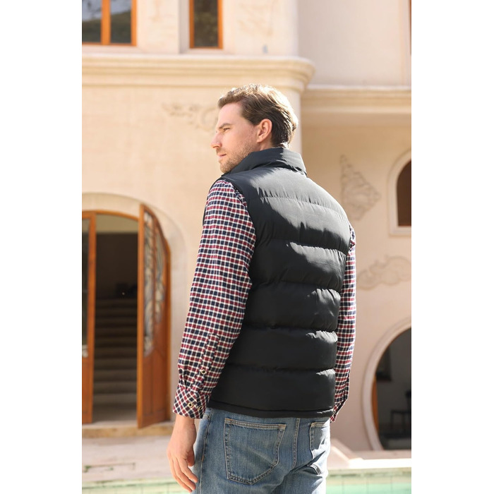 Стьобана жилетка чоловіча Allthemen з коміром-стійкою, спортивна, легка, чорна, XL