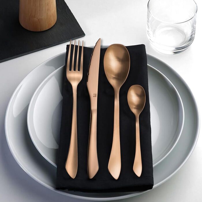 Набір столових приборів Amefa INSTINCT 16 предметів для 4 осіб, нержавіюча сталь 18/0, мідний колір, PVD покриття, вінтажний стиль