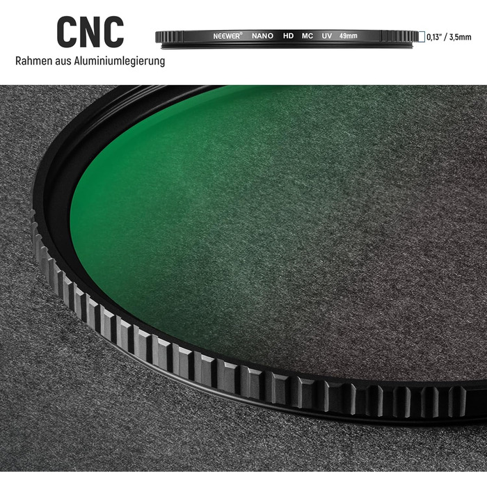 Фільтр NEEWER 49mm MC UV з 24-шаровим нанопокриттям: захист, оптичне HD скло, водонепроникність, стійкість до подряпин, ультратонкий алюмінієвий каркас