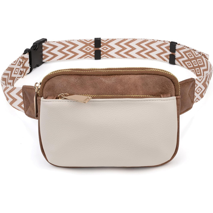 Жіночий гаманець UTO з PU шкіри, багатофункціональний на блискавці, клатч для телефону (білий та коричневий)