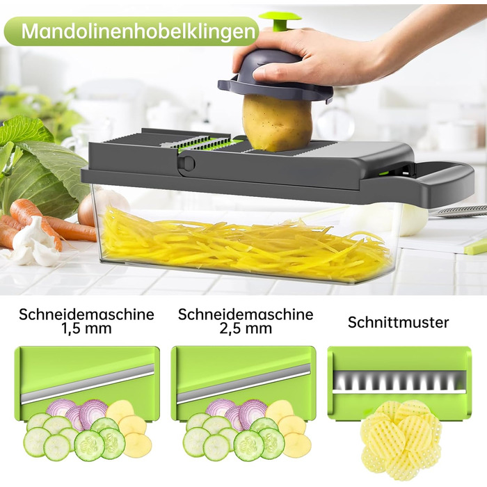 Набір для нарізки овочів Aliansheng 14 в 1: нарізник, кубик-нарізник, тертак для овочів та фруктів