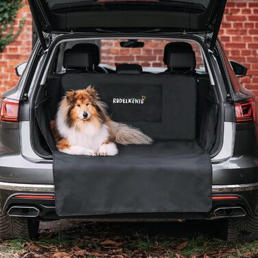 Захист для багажника автомобіля від бруду та подряпин для собак Rudelkönig - Водовідштовхувальна та зносостійка підстилка з кишенею - Універсальний килимок для багажника для собак (Чорний, Базовий)