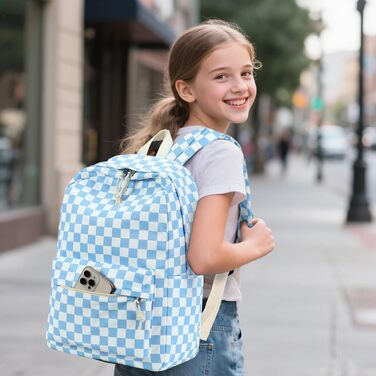 Шкільний рюкзак LEDAOU для хлопчиків та дівчаток-підлітків, білий з ромашками, чорний, блакитно-білий, для щоденного використання