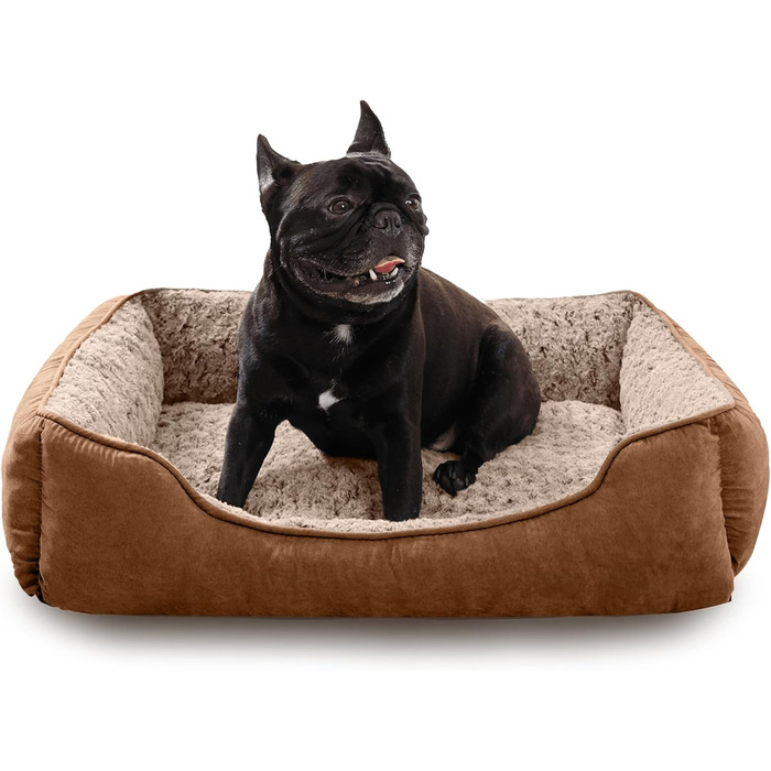 М'яке лежанка для собак маленьких порід, миється, плюш, антистрес, 50x48 см, коричнева