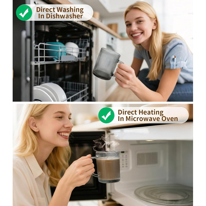 Набір кавових чашок 4 шт. 350 мл для капучино, лате макіато з ложками (сірий)