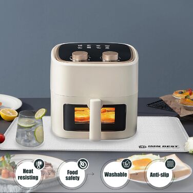 Термостійкий килимок під фритюрницю, термостійкий килимок з силікону для кухонних стільниць, захист стільниці, неслизький та водонепроникний (срібний, 60x40 см)