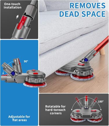 Насадка для миття підлоги Dyson V7/V8/V10/V11/V15, замінні частини, електричний мийник з баком, контейнер та 6 насадок