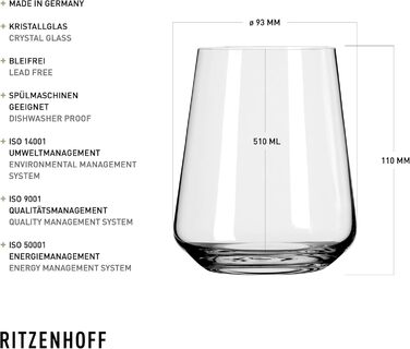 Набір склянок для білого вина RITZENHOFF Lichtweiss, 400 мл, 6 шт. - Made in Germany