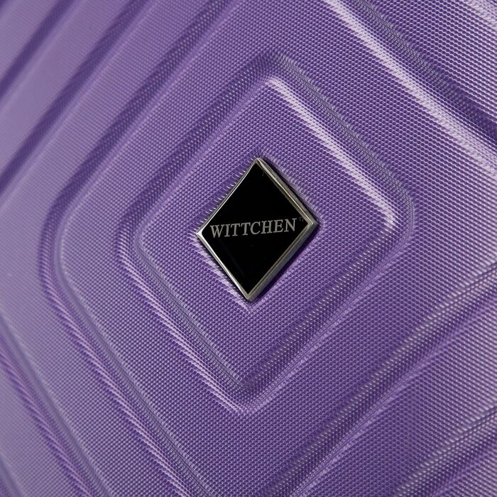 Набір валіз WITTCHEN Cube Line (S+M+L) з ABS, геометричним тисненням, 4 колесами, телескопічним ручками та комбінаційним замком. Ліловий колір.