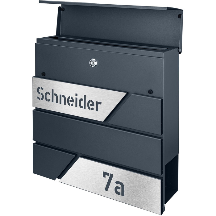 Поштовий ящик з газетницею з нержавіючої сталі, настінний, з замком та гравіюванням (срібний)