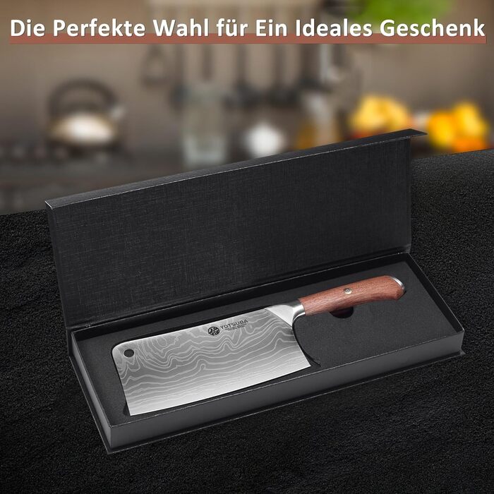 Кухонний ніж YOTSUBA Hackmesser 18 см: професійний кухонний тесак для м'яса та овочів з ергономічною ручкою Pakkawood