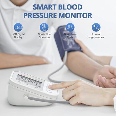 Автоматичний тонометр на плече з LCD-дисплеєм та регульованою манжетою (22–42 см), Perlweiß (білий)