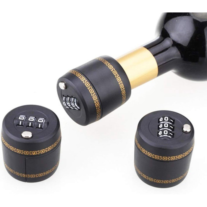 Loboo Idea Combination Lock for Wine and Liqueur Bottles, Bottle Stopper, Password Code Lock, Digital Wine Lock, the diameter of the bottle opening should be between 26 mm and 28 mm
