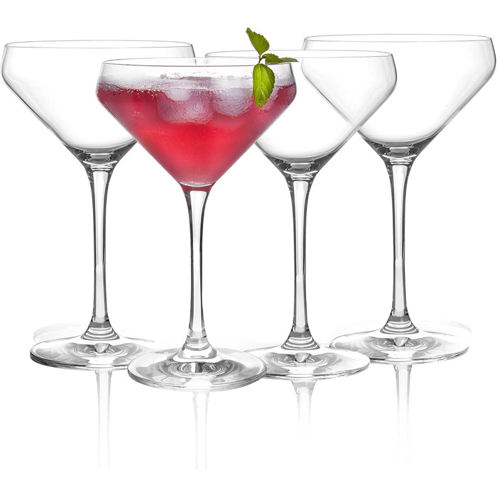 Набір келихів для Мартіні Crystal Martini 4 шт, 325 мл, преміум, без свинцю, прозорі, з подарунковою коробкою