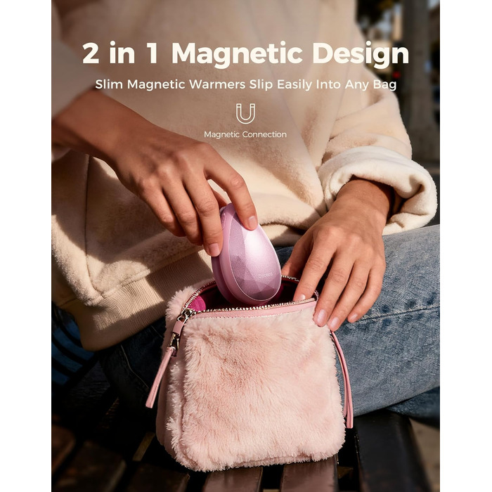 Електричні грілки для рук OCOOPA (2 шт) - стильні, рожеві, з магнітом, USB-зарядка, для Raynaud, туризму, кемпінгу