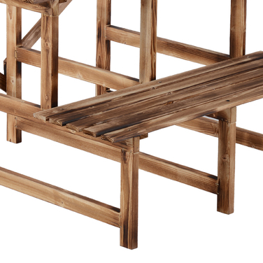 Outsunny Plant Ladder Flower Shelf 3-Tier Pine Wood 80 x 80 x 78cm for Garden Balcony & Terrace