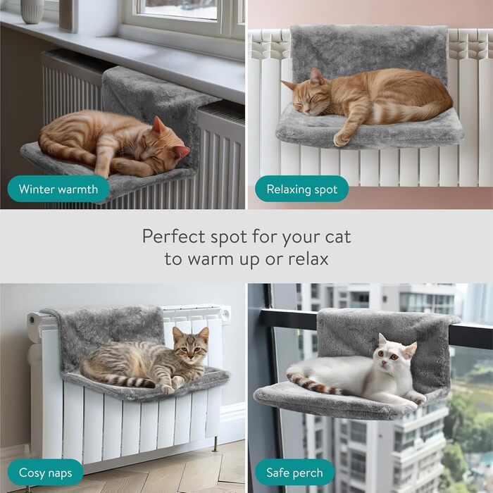 Navaris Cat Bed Heater - Heating Mat for Cats - Cat Heating Bed - Cat Bed with Heater - Cat Basket Heater - For Cats up to 15 kg - Cat Hammock Heater - (Dark Grey)