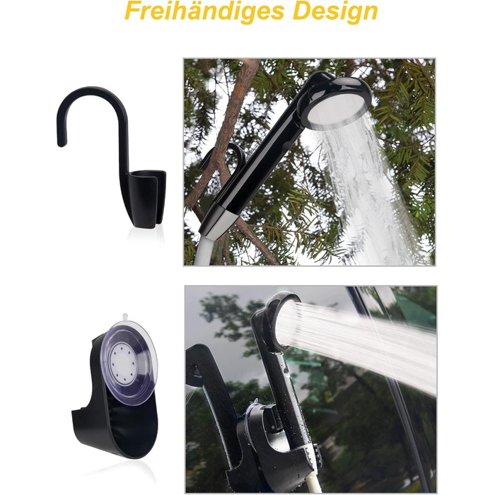 LIBERRWAY Camping Shower with Pump, Rechargeable Battery Camping Shower, Garden Shower with 2m Shower Hose for Car Washing, Garden, Travel, Beach