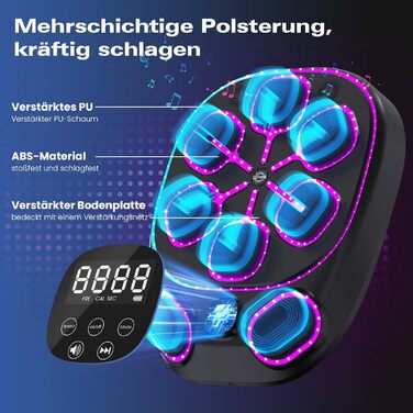 Електронна боксерська машина RevFit з LED-підсвіткою, Bluetooth, 9 режимів швидкості та режим підрахунку ударів, для дітей та дорослих, 61 см