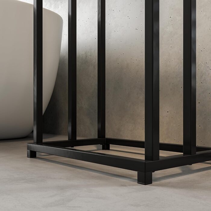 Підставка для рушників, тримач для рушників, стійка для рушників на 3 батончики, чорна, сталь, для ванної кімнати