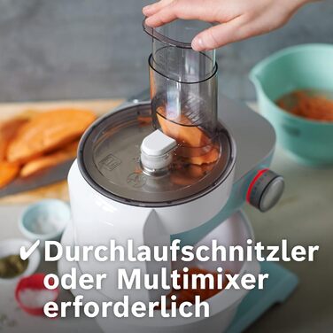 Bosch Kitchen Machine Series 4 MUM5XW20, 3.9 L Stainless Steel Bowl & French Fry Cutter MUZ45PS1, Reversible Disc White / Champagne 2 Accessories Bundle with Disc