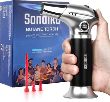 Кухонний пальник Sondiko S901 для крем-брюле з безпечним замком, наповнюваний, для кухні