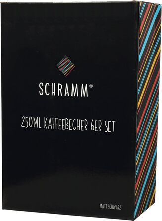 Набір кавових чашок Schramm® чорного кольору з порцеляни (6 або 12 шт.) об'ємом 250 мл. Керамічні чашки з ручкою, набір 6 або 12 шт.
